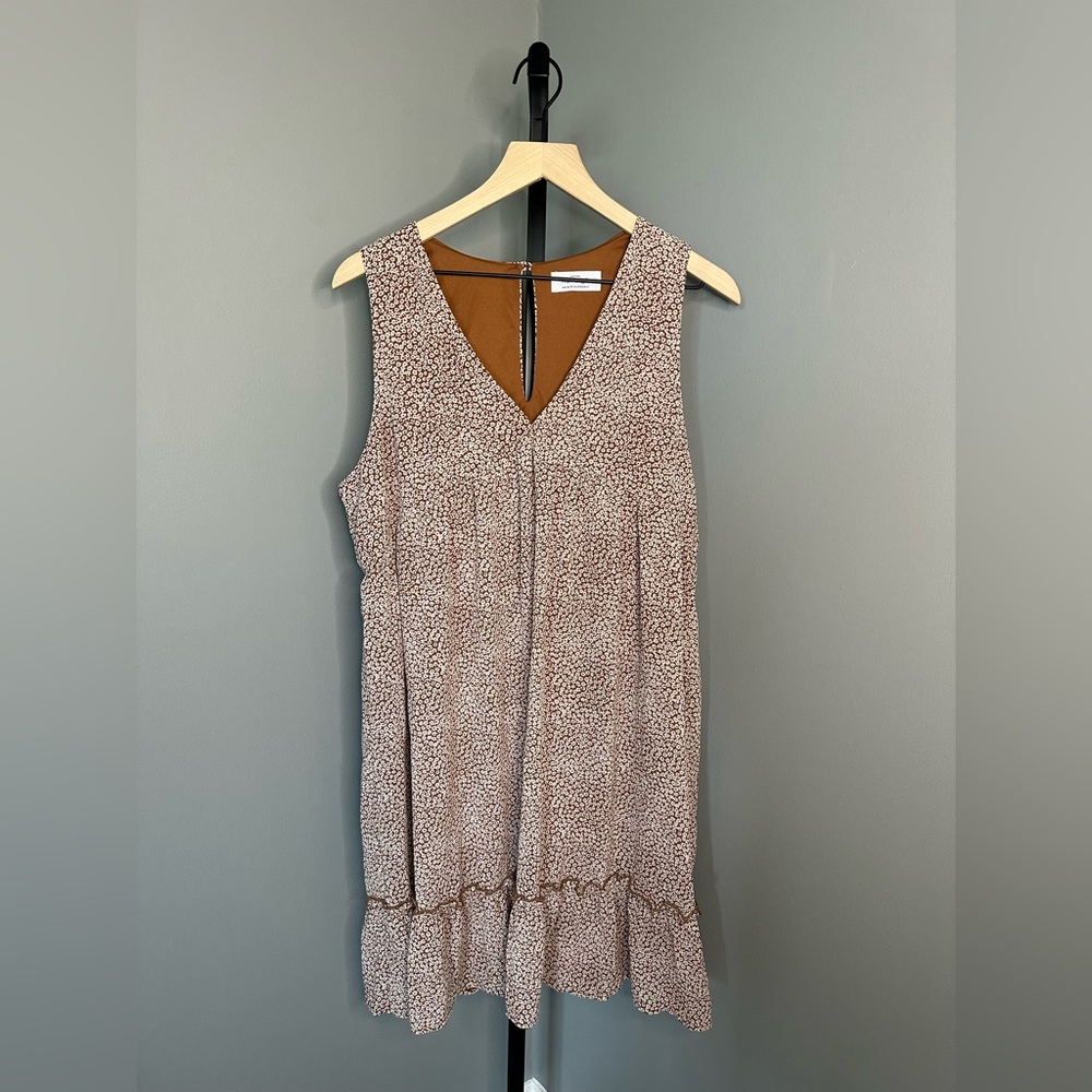 Kaileigh‎ Brown and Cream Floral Sleeveless Dress Size XXL